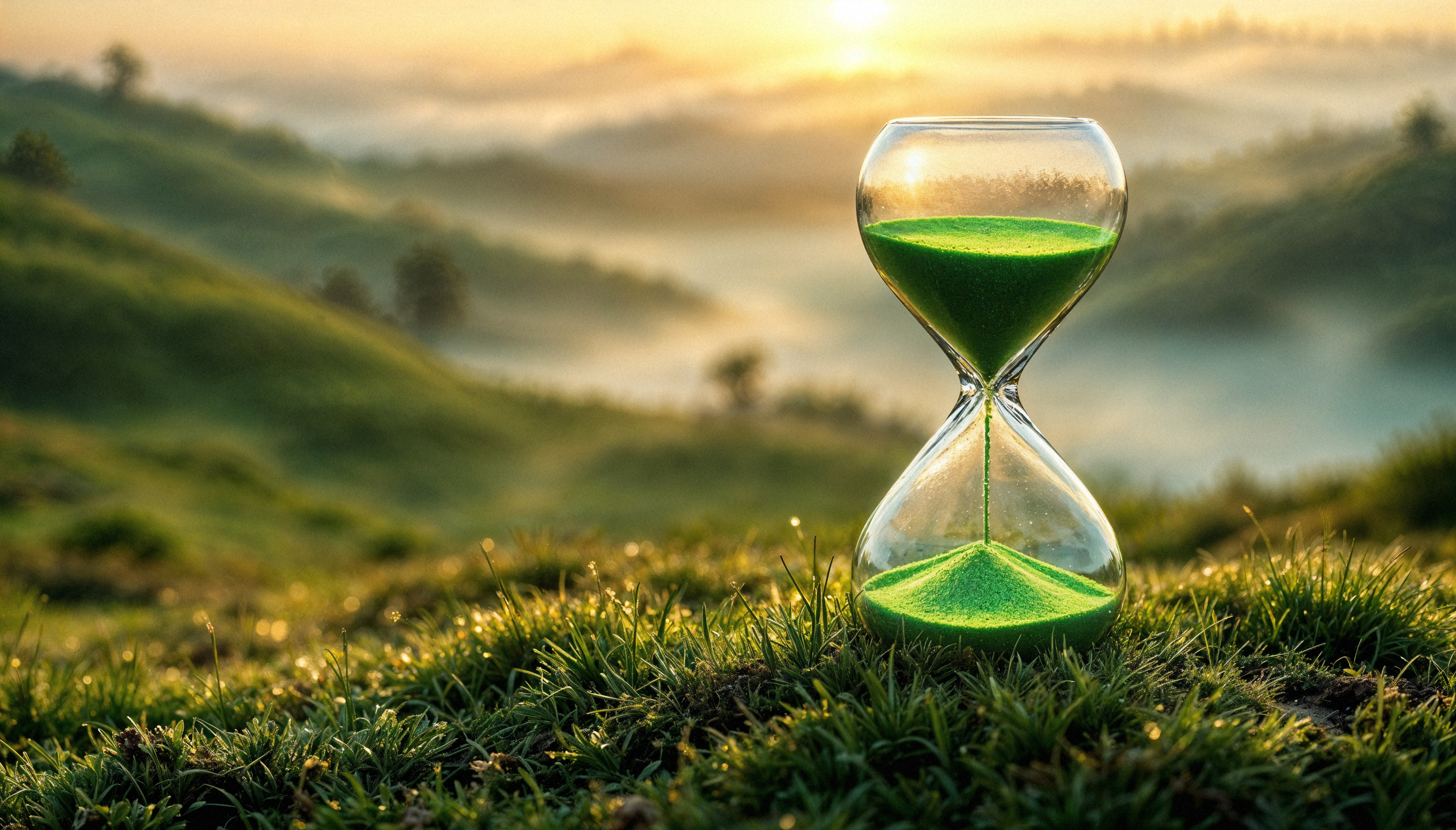 vue rapprochee d'un sablier rempli de sable